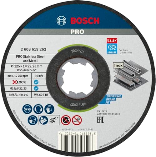 Image of Bosch Professional 10x Straight Cutting Disc Standard (for Inox, Stainless Steel, X-LOCK, Ø 125 mm, Bore Ø 22.23 mm, Thickness 1 mm, Accessories for Angle Grinders) (Packaging May Vary)