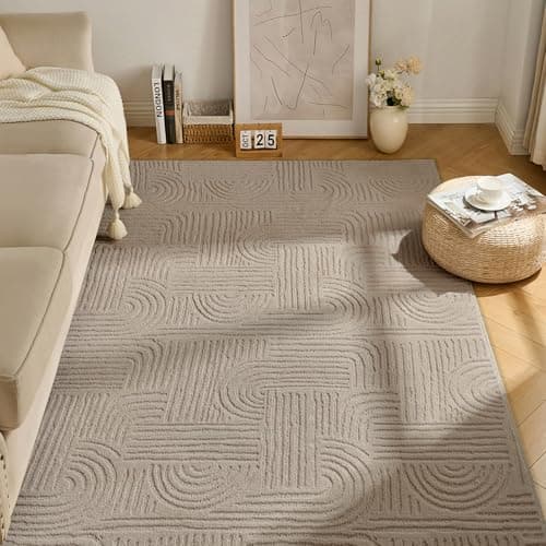 Image of Ceneco Washable Rugs for Bedroom 60x110cm,Taupe Rugs Living Room,Fluffy Small Short Pile Rug, 3D High-Low Texture, Non Slip Geometric Carpet, Soft Area Rug for Kids Beside Kitchen Lounge Runner(Taupe)