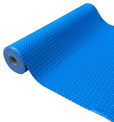 Image of Shield Autocare © Heavy Duty Commerical Grade PVC Vinyl Floor Matting Garage Industrial Large Diamond Checker Black | Blue | Light Grey | Dark Grey | 1.3m Width | 3.2mm Thick (Blue, 1m x 1.3m)