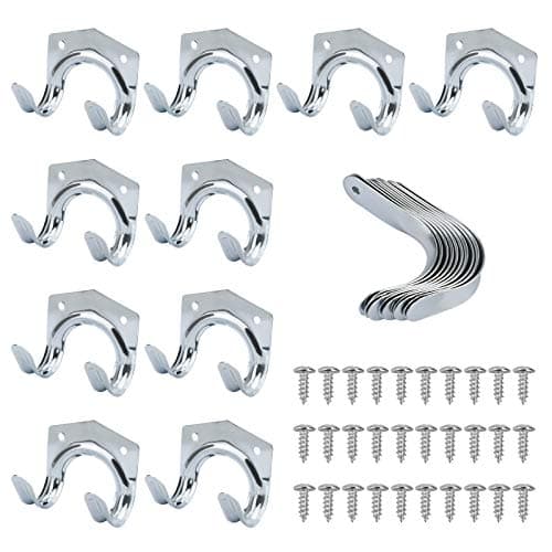 Image of 20 Pack Heavy Duty Multi-Tool Hooks Hangers, Garage Utility Storage Hooks for Home and Garage Organization - Wall Mount Anti-Slip Double Hooks for Warehouse, Garage, Sheds, Garden Tools