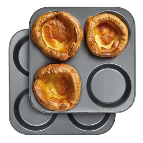 Image of WINSOME Yorkshire Pudding Tray 4 Cup Muffins Bakeware Tins & Trays Premium Nonstick Cupcake Tray for Oven Baking Roasting Tin (Pack of 2)
