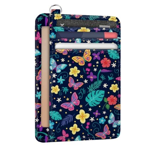 Image of peacoblue Credit Card Holder for Women - Butterflies with Floral Patterns PU Leather Slim Wallet with ID Window, 6 Card Slots, and Cash Pocket - Perfect for Travel and Gifts