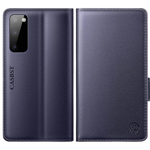 Image of CASBST for Samsung Galaxy S20 Case, Kickstand Flip Leather Wallet Book Case with Card Slots Shockproof Magnetic Closure Protective Phone Case Cover Compatible with Samsung S20 - Blue