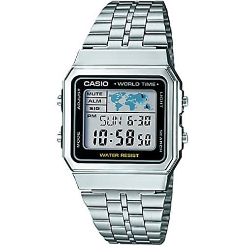 Image of Casio Gents 33.00mm Quartz Watch with LCD Digital dial and Silver Metal Bracelet Strap A500WEA-1EF