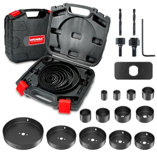 Image of HYCHIKA Hole Saws, 19 PCS Hole Saw Set 19mm-152mm, Perfect for Drilling Soft Wood, PVC Board and Plastic Plate