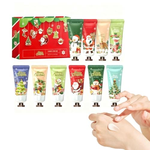 Image of 10 PCS Christmas Hand Cream Gift Set, Hydrating Nourishing Moisturizing Day & Night Floral Fragrance Non-Greasy Moisturizer for Rough Dry Hands, Gift Sets for Women Men