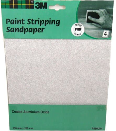 Image of 3M Sandpaper Coarse p80 Paint Stripping 4 Sheet pack coated aluminium oxide
