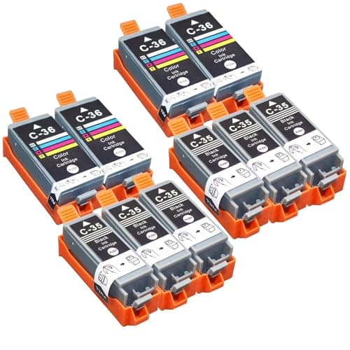 Image of HenceBuy Compatible Ink Cartridge PGI-35 CLI-36 PGI35 CLI36 Replacement for Canon PIXMA TR150 PIXMA IP100 PIXMA IP110 PIXMA IP100 with Battery mini260 mini320 Portable Printer (6 Black + 4 Colour)