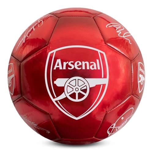 Image of Hy-Pro Officially Licensed Arsenal Classic Signature Football – With Metallic Finish, Match Ball and for Training, Player Signatures – Arsenal Football Size 5, Collectible for Fans