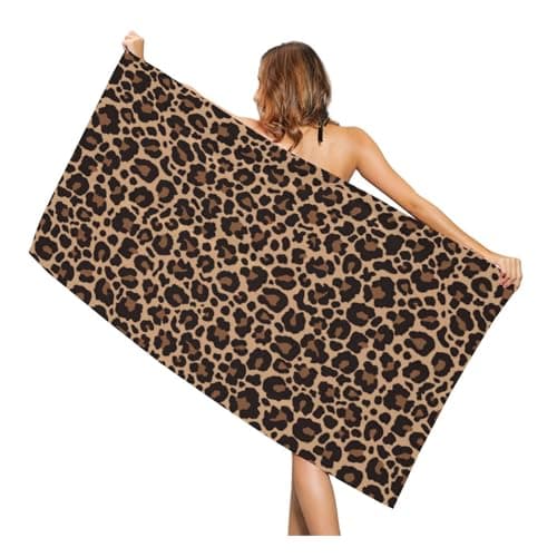 Image of Newhomestyle Leopard Beach Towel, Cheetah Print Quick Dry Absorbent Bath Towel, Women & Girl Thin Lightweight Pool Towel for Travel Yoga Swim Spa - 77X153cm/ 30x60 Inch
