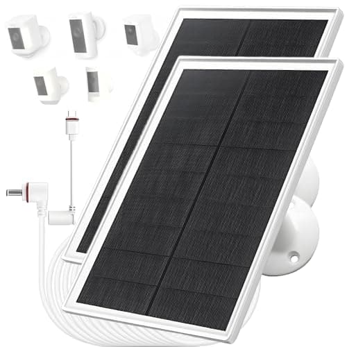 Image of 10W/5V Solar Panel Charger with Two connectors DC3.5 * 1.35 and USB-C, 9.8Ft Charging Cable, IP65, Compatible with Ring Spotlight Cam Plus/Pro, Stick Up Cam Battery 2nd/3rd Generation (10W-2Pack)