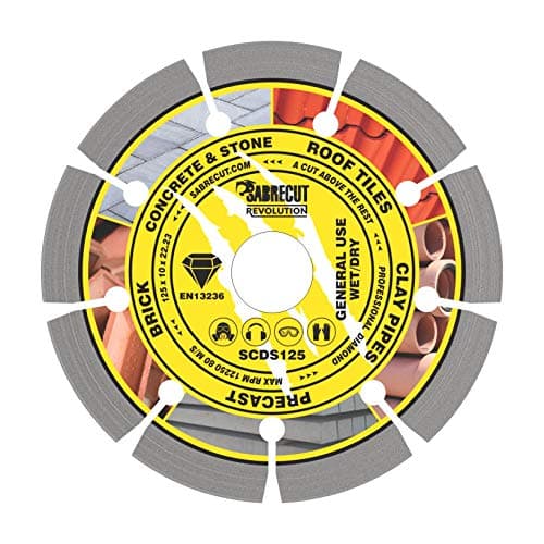 Image of 1 x SabreCut SCDS125 125mm (5 inch) x 10mm x 22.23mm Bore Segmented Diamond Angle Grinder Circular Saw Blade