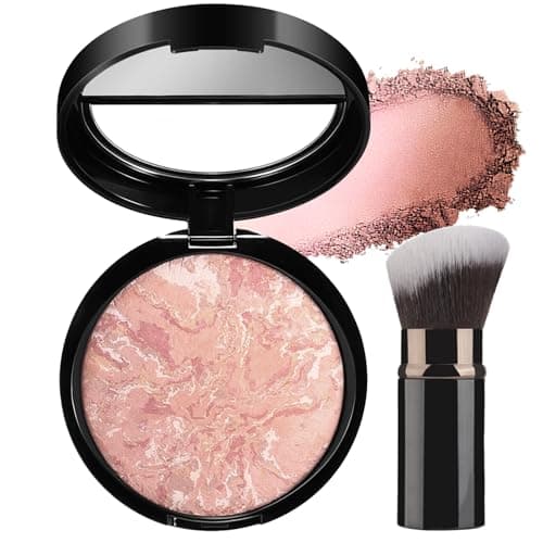 Image of Colour Correcting Powder Foundation with Brush, Baked Foundation for Mature Skin, Brighten Illuminating Color Correcting foundation, Medium to Full Coverage, Oil-Control Smooth Makeup