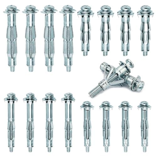 Image of 40 Pcs Hollow Wall Fixings Anchors, 4 Size Heavy Duty Plasterboard Cavity Wall Fixings M4 M5, Zinc Plated Wall Metal Expansion Bolt for Hollow Brick, Drywall, Fitting Curtains and Lamps