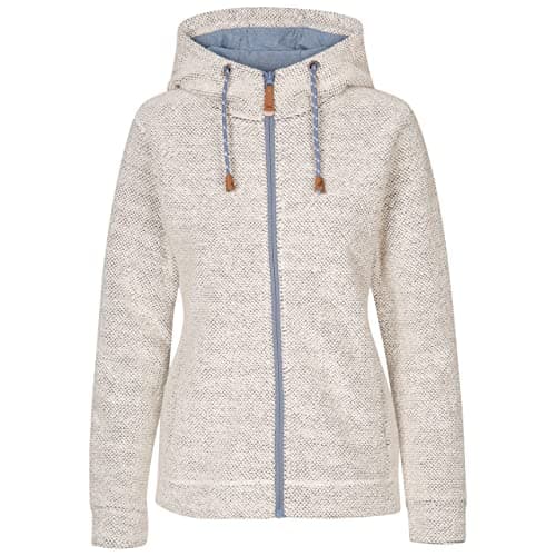 Image of Trespass Womens Casual Hoodie Ronee - Women's Long Sleeve Textured Knit Hooded Top, Full Zip Hoodie, Ladies Jumper with Pockets Off-white