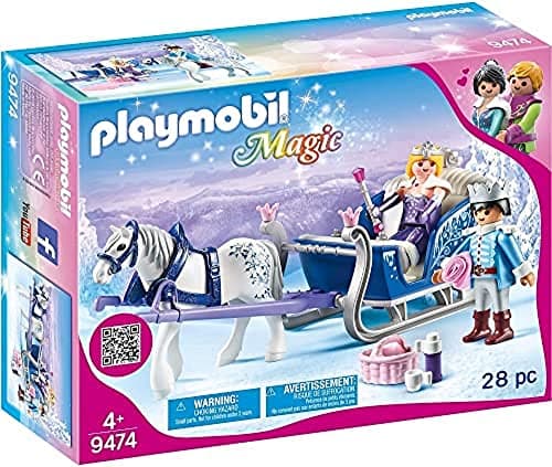 Image of Playmobil 9474 Magic Horse and Sleigh with Royal Couple, Magical World for princes and princesses, Fun Imaginative Role-Play, Playset Suitable for Children Ages 4+