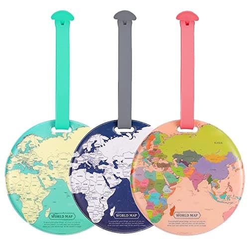 Image of 3 Pcs Luggage Tags World map Travel Luggage Suitcase Labels Luggage ID Tags for Quickly Spot Your Travel Luggage Suitcase Bag