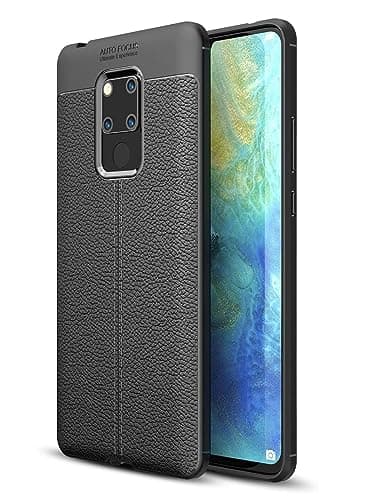 Image of CruzerLite Case for Huawei Mate 20X - Flexible Slim Case with Leather Texture Grip Pattern and Shock Absorption TPU Cover (Black)