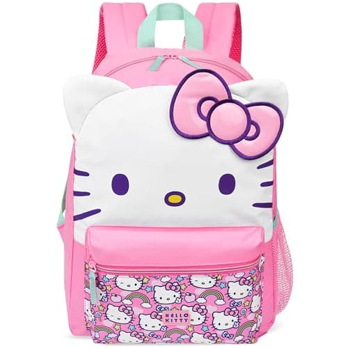 Image of Hello Kitty Sanrio Backpack for Girls Tweens Kawaii Rucksack School Bag Lightweight Teens Anime Daypack for PE Sports Holiday Travel Sleepovers