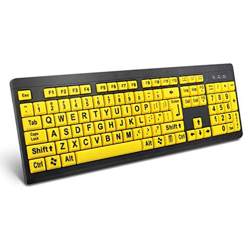 Image of BOOGIIO Large Print Computer Keyboard Wired USB High Visibility Keyboard, Elderly High Contrast Keyboard, US Layout-Oversized Letter for Visually Impaired Low Vision Individuals (Yellow+Black)
