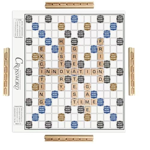 Image of Crossword Board Game Classic Original Wooden Tiles Racks for Scrabble Adults Kids Ages 3+ Fun Family Games 2-4 Players