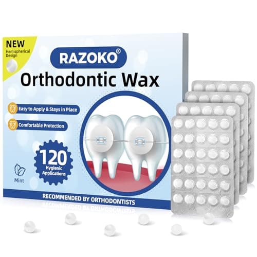 Image of RAZOKO Orthodontic Wax for Braces Wax Dots Individual Hygienic Packaging Dental Wax (White-Mint, 120 Count (Pack of 1))