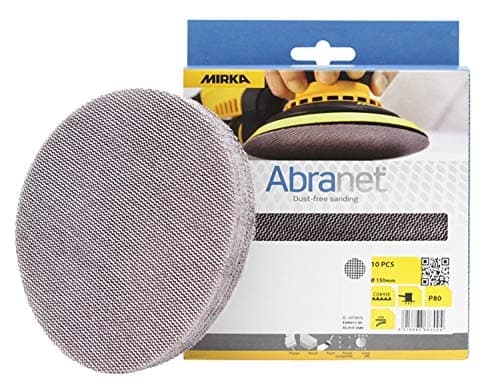 Image of Mirka Abranet net sanding disc Ø 150mm Hook & loop/Grit P80 / 10 pcs/For dust-free sanding of wood, walls, metal, aluminium, stainless steel, filler, varnish, plastic AE241F1080