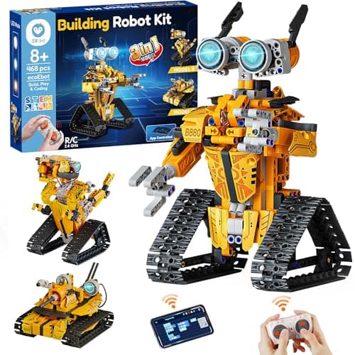 Image of Sillbird Robot Building Kit with Remote Control STEM Gifts for Boys Age 8-12, Coding Buildable Robotic Technic Toys for Kids Birthday with 468 Pieces
