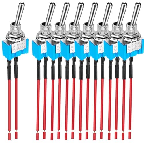 Image of Gebildet 8pcs SPST Prewired Mini Toggle Switch, 2 Ports 2 Positions, Miniature ON/OFF Switch, 6A/125VAC, 3A/250VAC, for DIY Car Dashboard Electronic Devices