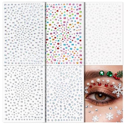 Image of Canvalite Self Adhesive Face Rhinestones Gems - Halloween Face Stickers with Pearls & Crystals for Makeup, Festival, Nail, Body Art, Costume Parties