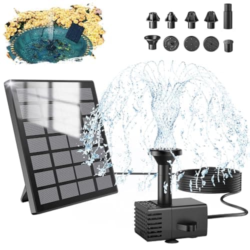 Image of SZMP Solar Fountain Kit, 2026 Upgrade Adjustable Glass Panel Solar Powered Fountains, Outdoor Bird Bath Water Pump with Sucker, 9.84ft Cables, 10 Nozzles for Garden, Pond, Bird Bath, DIY Fountains