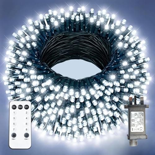 Image of XmasBokeh Fairy Lights Plug in 20m 200 LED Cool White String Lights with Remote Control Timer Mains Powered 8 Modes Memory Indoor Outdoor Christmas Lights for Bedroom Garden