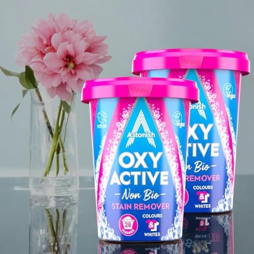 Image of 2 x 625g Astonish Oxy Active Non-Bio Stain Remover – 56 Washes Each (Total 1250g)