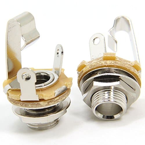 Image of Ancable 2-Pack 1/4 Inch Female Guitar Input Jack-6,35mm TS Mono Panel Mount Socket with Washer and Nut Solder Type