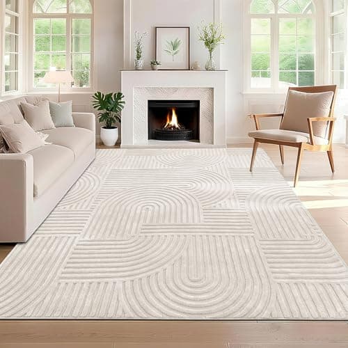 Image of SHACOS Large Rugs Living Room, Fluffy Short Pile Washable Rug 200x290 cm Anti Slip Area Rugs Modern Carpet Rug for Bedroom, Dining Room, Beige