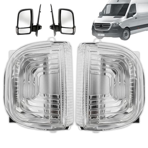 Image of Wing Mirror Indicator Light Lamp Lens Clear Left and Right Side Set Pair For Mercedes Sprinter W907 W910 2019 Onwards | OEM 9109064700, 9109064600, A9109064700, A9109064600 | Only Fits 2019 Onwards