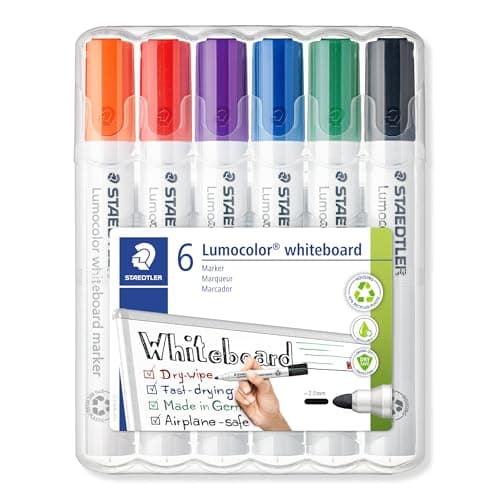 Image of STAEDTLER 351 WP6 Lumocolor Whiteboard Marker Bullet Tip - Assorted Colours (Pack of 6)