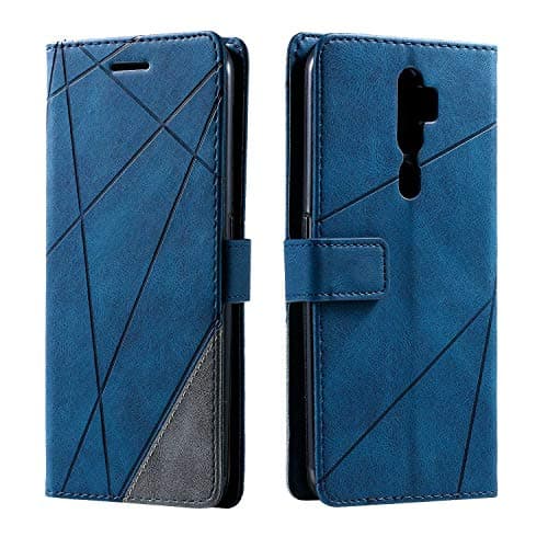 Image of SONWO Case for Oppo A9 2020 / Oppo A5 2020 Case, Premium Leather Flip Wallet Case Magnetic Closure Card Slots Kickstand Phone Case for Oppo A9 2020 / Oppo A5 2020, Blue