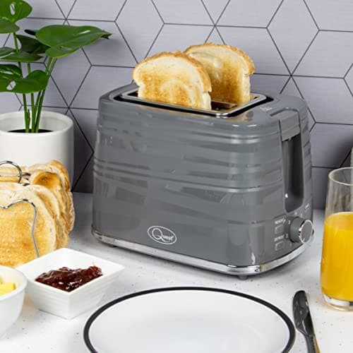 Image of Quest Harmony 2 Slice Toasters / 7 Browning Levels/Sleek Modern Design/Defrost & Reheat Settings/Electronic Timer Control/Removable Crumb Tray / 930W Power (Grey)