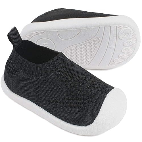 Image of Infant Children Boys and Girls Size 4.5 Flying Mesh Sports Casual Net Shoes Toddler Baby Girl Boy Soft Lightweight Soles Sneakers Slip-On Trainers 1-4 Year Black