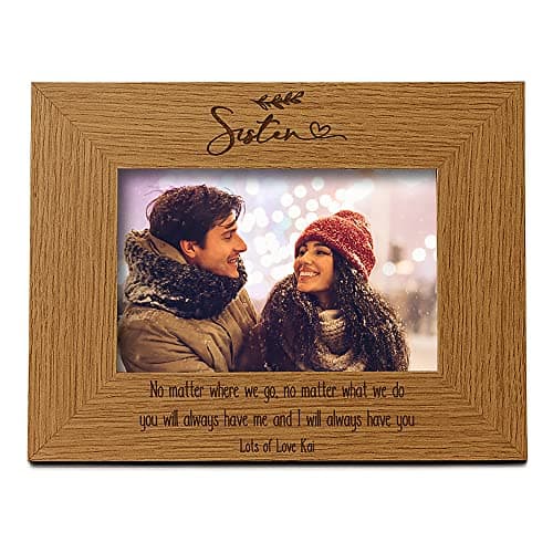 Image of Personalised Sister Sentiment Gift Wooden Photo Picture Frame Landscape (4 x 6 Inch)