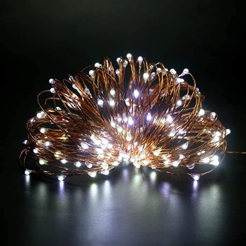 Image of SHATCHI 100 LED/10m Fairy String Lights Copper Wire Battery Operated Cool White LEDs Twinkle Waterproof Lights for Bedroom, Christmas, Party, Wedding Outdoor Indoor Decoration