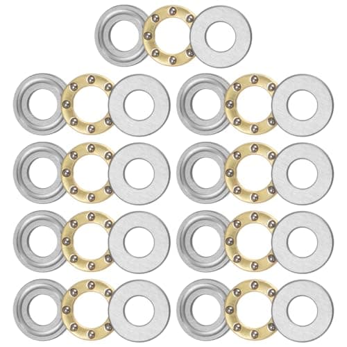 Image of sourcing map F5-11M Thrust Ball Bearing 5mm x 11mm x 4.5mm Brass with Washers ABEC1 9pcs