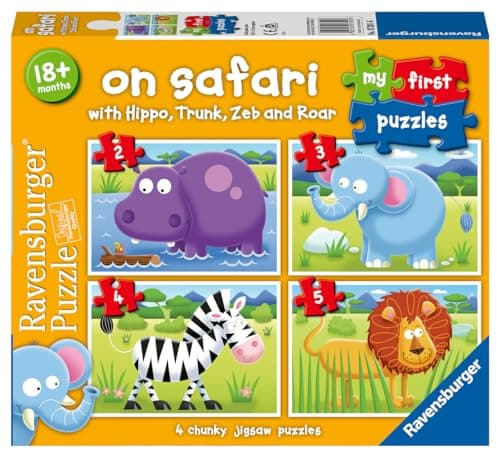 Image of Ravensburger On Safari My First Jigsaw Puzzles (2, 3, 4 and 5 Piece) Educational Toys for Toddlers Age 18 Months and Up