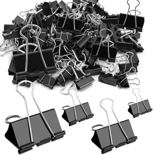 Image of 100Pcs Bulldog Clips, 15mm 19mm 25mm 41mm Assorted Size Paper Clips, Metal Foldback Clips, File Money Papper Stationary Clamps for Office School Home Kitchen Shops