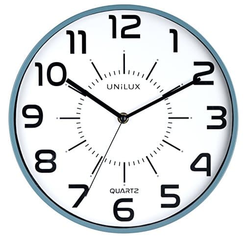 Image of Unilux Pop Wall Clock 28.5 cm Blue Large Dial Silent No Ticking