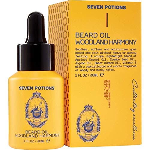 Image of SEVEN POTIONS Natural Beard Oil for Men 1 FL OZ / 30ml — Woodsy Scented Beard Softener & Conditioner — Vegan Conditioning Oil That Helps Prevent Itch & Dandruff (Woodland Harmony)
