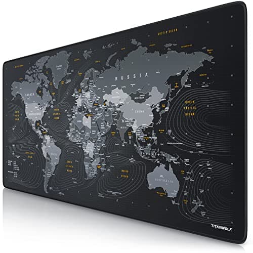 Image of TITANWOLF World Map XXL Speed Gaming Mouse Pad Mouse Mat - 900 x 400 x 3mm - XXL mousepad - Table mat large size - improved precision and speed - Design Planisphere