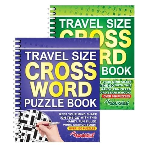 Image of Sixstore A5 Spiral Bound Travel Size Crossword Puzzle Book - Set of 2