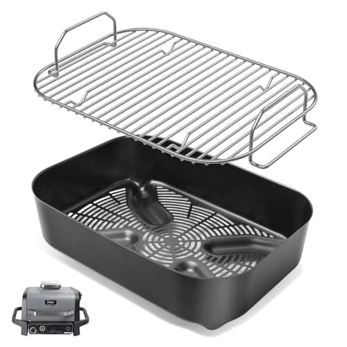 Image of SafBbcue Combo Crisper Basket & Smoke Rack for 7 in 1 Ninja Woodfire OG700 Series Outdoor Grills, XSKCRSPBKT Air Fryer Basket and Roast Rack for Ninja Woodfire Grill OG701 OG751 Accessories, Non-Stick